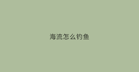 海流怎么钓鱼(海钓流水怎么掌握)