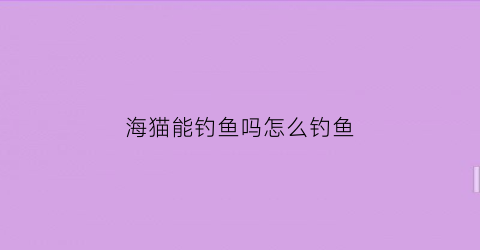 海猫能钓鱼吗怎么钓鱼(海猫ui)