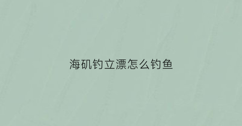 海矶钓立漂怎么钓鱼(海矶钓立漂怎么选择型号)
