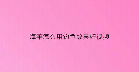 海竿怎么用钓鱼效果好视频