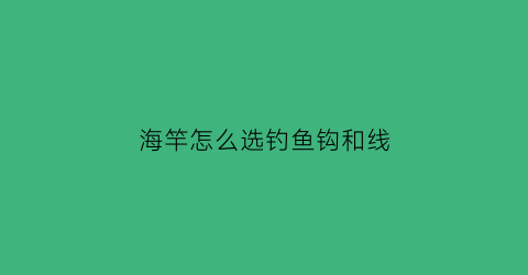 “海竿怎么选钓鱼钩和线(海钓竿怎么选择)