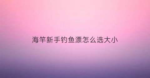 海竿新手钓鱼漂怎么选大小