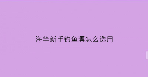 海竿新手钓鱼漂怎么选用