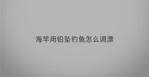 “海竿用铅坠钓鱼怎么调漂(海竿用铅坠钓鱼怎么调漂视频)