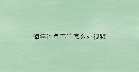 海竿钓鱼不响怎么办视频(海竿钓鱼不响怎么办视频教学)