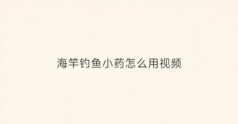 海竿钓鱼小药怎么用视频(海钓小药好用么哪款好)