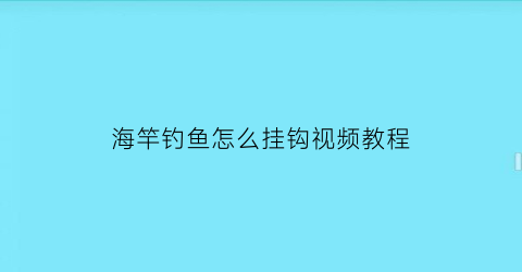 海竿钓鱼怎么挂钩视频教程