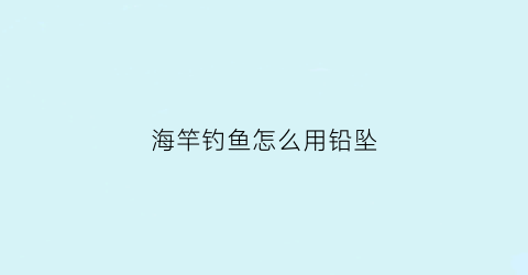 海竿钓鱼怎么用铅坠(海竿铅坠在什么位置最佳)