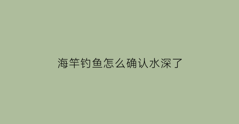 海竿钓鱼怎么确认水深了(海竿钓鱼怎么确认水深了呢)