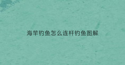 海竿钓鱼怎么连杆钓鱼图解(海竿怎样钓)