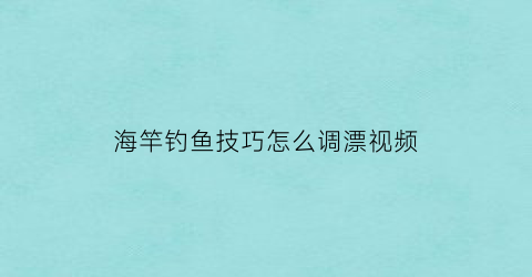 “海竿钓鱼技巧怎么调漂视频(海竿钓漂是怎么调漂)