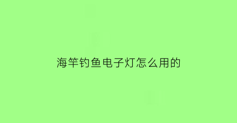 海竿钓鱼电子灯怎么用的