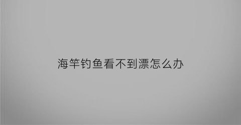 海竿钓鱼看不到漂怎么办