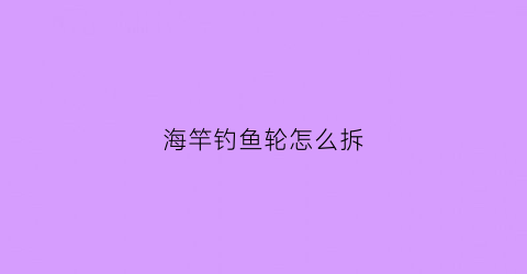 海竿钓鱼轮怎么拆