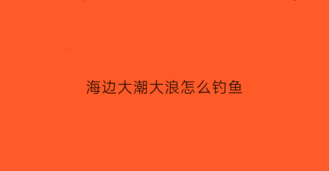 海边大潮大浪怎么钓鱼(大潮海钓钓底还是钓浮)