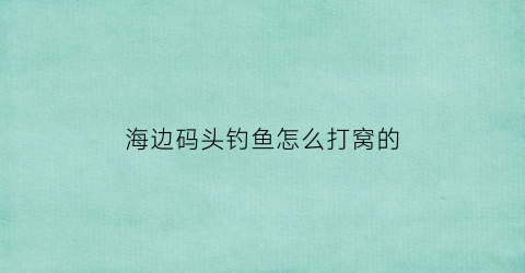 海边码头钓鱼怎么打窝的(海边码头钓鱼用什么饵最好)