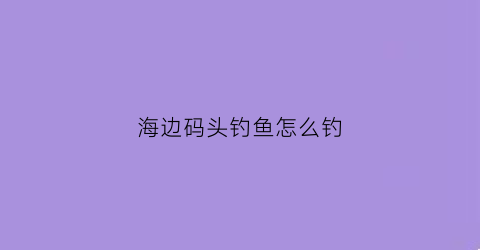 海边码头钓鱼怎么钓(码头海钓技巧)