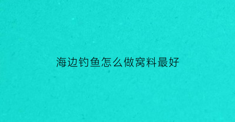 海边钓鱼怎么做窝料最好