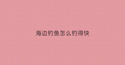 海边钓鱼怎么钓得快(海边怎么钓鱼最好)