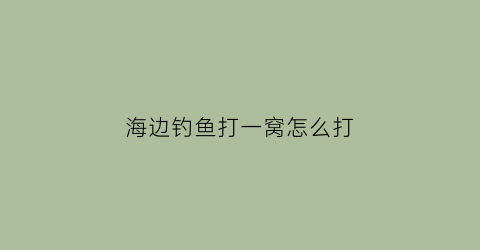 海边钓鱼打一窝怎么打(海边钓鱼打一窝怎么打)