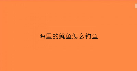 海里的鱿鱼怎么钓鱼(海里的鱿鱼怎么钓鱼最好)