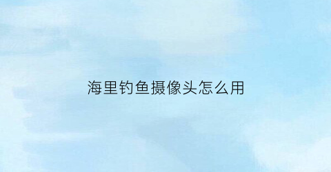 海里钓鱼摄像头怎么用(海钓水下摄像头有用吗)