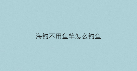 海钓不用鱼竿怎么钓鱼