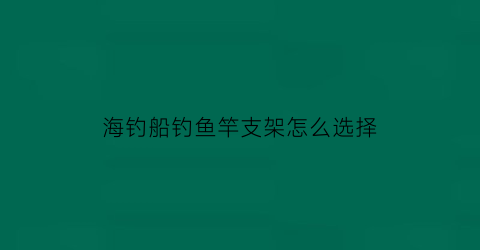 海钓船钓鱼竿支架怎么选择(海钓船杆用什么鱼竿最好)
