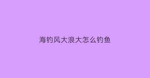 海钓风大浪大怎么钓鱼(海钓风大浪大怎么钓鱼好)