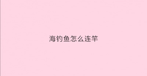 海钓鱼怎么连竿(海钓鱼怎么连竿视频教程)