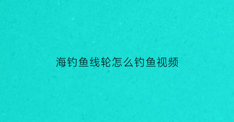 海钓鱼线轮怎么钓鱼视频(海钓线轮什么牌子好)