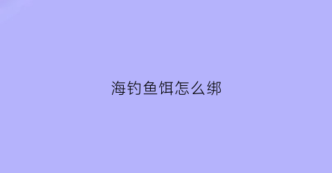 海钓鱼饵怎么绑(海钓鱼饵的挂法)