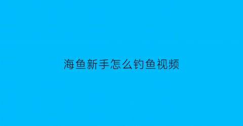 海鱼新手怎么钓鱼视频(海鱼新手怎么钓鱼视频讲解)