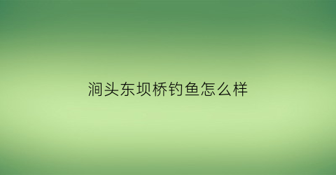 涧头东坝桥钓鱼怎么样(东坝野钓)