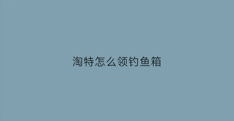 “淘特怎么领钓鱼箱(淘特怎么领新人礼包)