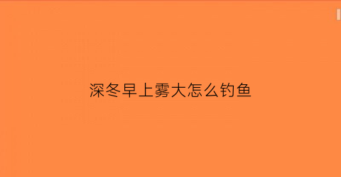 深冬早上雾大怎么钓鱼(初冬雾天怎么钓鱼)
