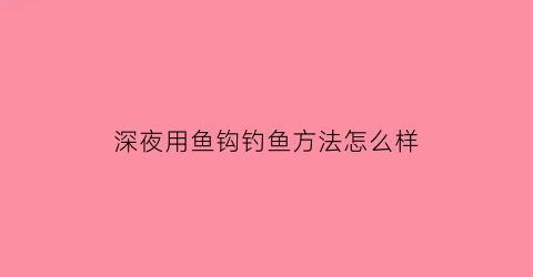 深夜用鱼钩钓鱼方法怎么样
