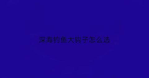 深海钓鱼大钩子怎么选(深海海钓)