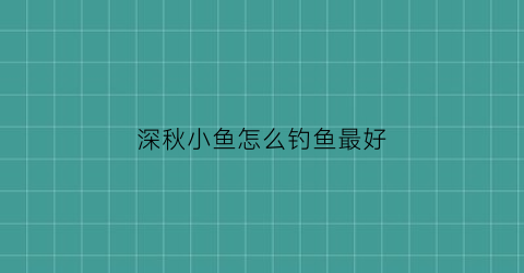 深秋小鱼怎么钓鱼最好(深秋小鱼怎么钓鱼最好看)