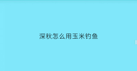 深秋怎么用玉米钓鱼(秋天钓玉米)