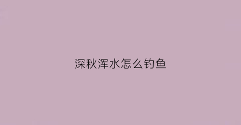 深秋浑水怎么钓鱼