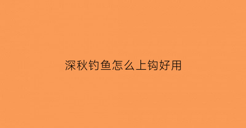 深秋钓鱼怎么上钩好用(深秋钓鱼怎么钓)