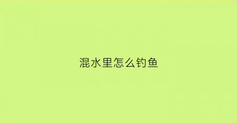 混水里怎么钓鱼(混水鱼好钓吗)