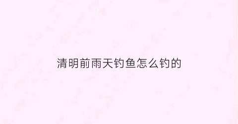 清明前雨天钓鱼怎么钓的(清明前雨天钓鱼怎么钓的好)