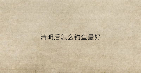 清明后怎么钓鱼最好(清明后钓鱼钓深还是钓浅)