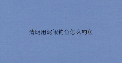 清明用泥鳅钓鱼怎么钓鱼