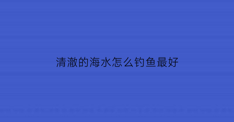 清澈的海水怎么钓鱼最好