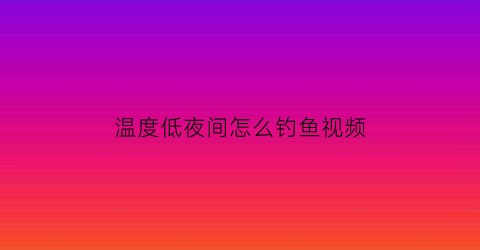 “温度低夜间怎么钓鱼视频(气温低晚上好钓鱼吗)