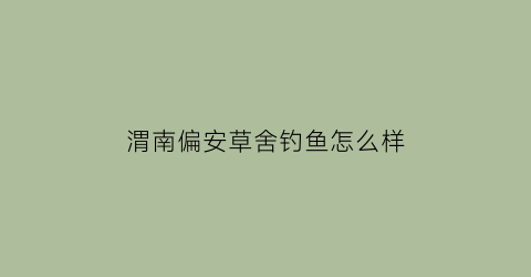 “渭南偏安草舍钓鱼怎么样(渭南偏安草舍钓鱼怎么样啊)