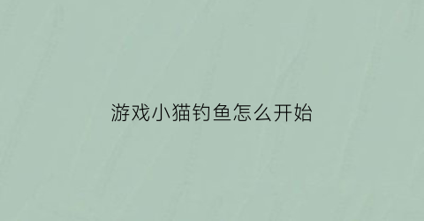 游戏小猫钓鱼怎么开始(小猫钓鱼这个游戏怎么玩)
